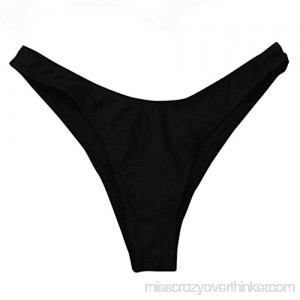 Elogoog Women Solid Color Swimsuit Mini Bikini Bottoms Beachwear Cheeky Thong Swim Briefs Black B079PRF5NL